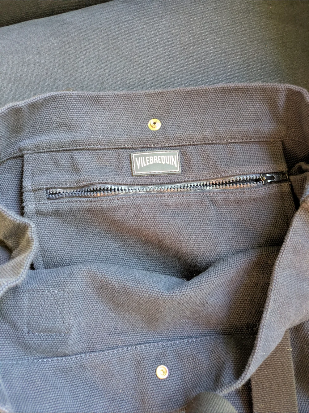 Vilebrequin Navy Canvas Tote Bag with Coordinates